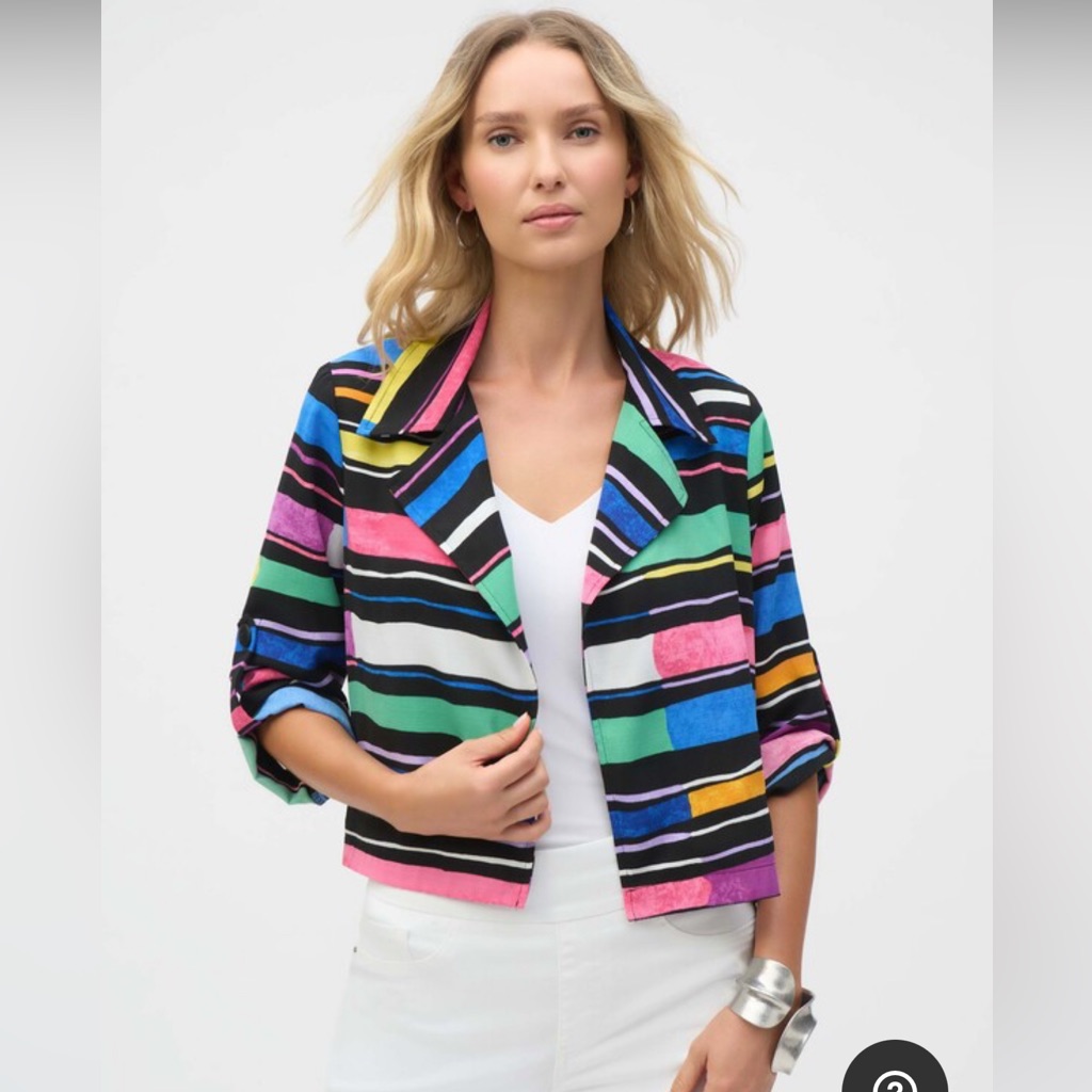 Joseph Ribkoff Vibrant Striped Boxy Blazer